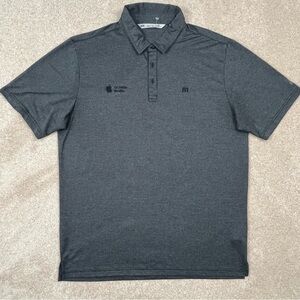 Travis Mathew Polo Shirt Extra Large Gray Check Apple Logo Casual Preppy Men